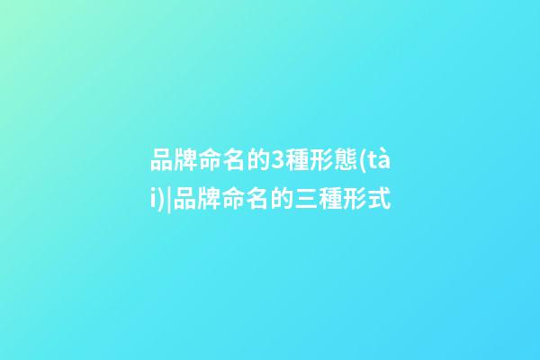 品牌命名的3種形態(tài)|品牌命名的三種形式-第1張-商標(biāo)起名-玄機派